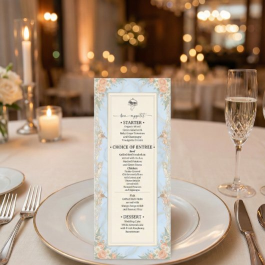 Menu Vintage Rococo Ange & Floral Régence