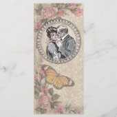 Menu Vintage Romance Couple Antique Rose Mariage (Dos)