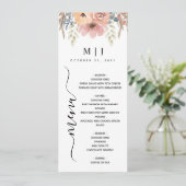 Menu Vintage Rose Dusty Pêche Mariage Floral (Debout devant)