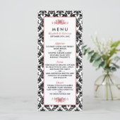 Menu vintage rouge, noir et blanc Mariage damassé (Debout devant)