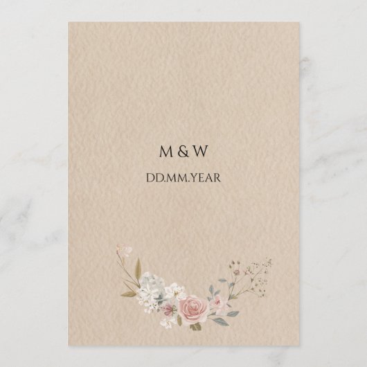 Menu Vintage Rustic Boho Mariage (Dos)