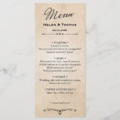 Menu vintage Rustique Parchment Mariage (Devant)