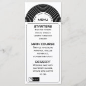 Menu Vinyl Record Mariage musical noir et blanc (Devant)