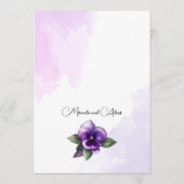 Menu Violet et argent floral sur fond ivoire (Dos)