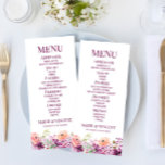 Menu Violet Magenta Purple Floral Fleurs Mariage<br><div class="desc">Il s'agit d'un Violet Magenta Purple Floral Flowers menu Mariage de nourriture.</div>