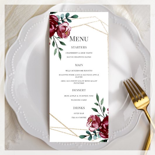 Menu Violet | Mariage Floral Rouge Marsala