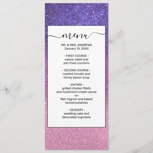 Menu Violet Princesse Blush Pink Triple Glitter ombre (Devant)