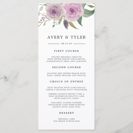 Menu Violet & Sage Wedding Kaart (Voorkant)