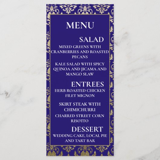 Menu Violet violet et Motif or | Mariage moderne (Devant)