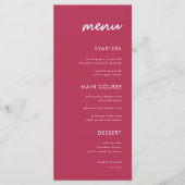 Menu Viva Magenta Vibrant Minimaliste Dîner Mariage Hom (Devant)