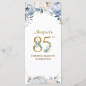 Menu voor 85e verpartij (Achterkant)