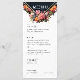 Menu voor bruiloft in  bloemenstijl en retro