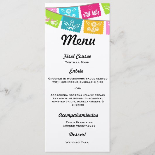 Menu voor bruiloft of feest (Voorkant)