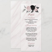menu voor de roze en zwarte florale bruiloft (Voorkant / Achterkant)