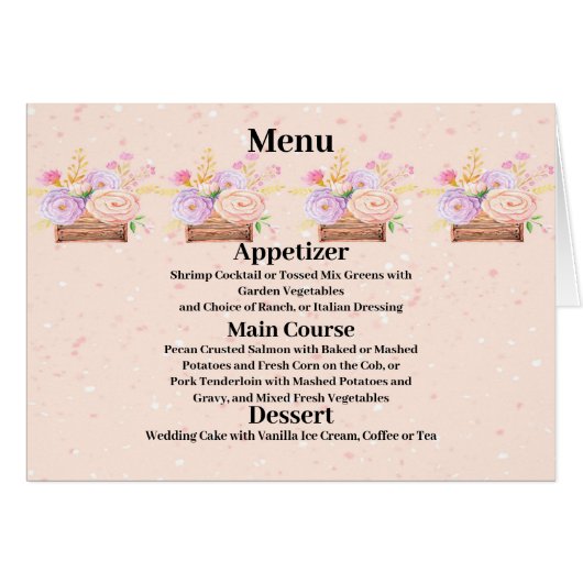Menu voor Peach Rustic Floral Wedding (Voorkant Horizontaal)