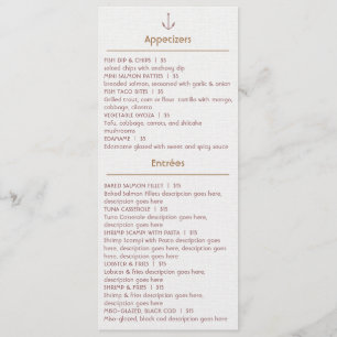 menu voor restaurant voor zeevruchten