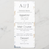 Menu Vos Initiales avec Feuilles de Fougère Bleues et B (Devant)