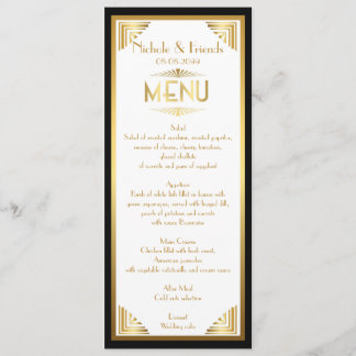 Menu Vrienden, menu vergadering, grote Gatsby, wit