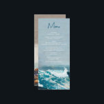 Menu Watercolor Beach Ocean Waves Monogram Mariage<br><div class="desc">Une belle aquarelle plage océan vagues design mariage à thème avec des accents minimalistes et monogramme. Ce design est idéal pour tous les mariages du printemps, de l'été, de l'automne et de l'hiver. Un élégant design d'aquarelle de bord de mer dans un thème contemporain. Un menu de mariage de plage...</div>