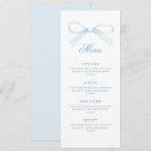 Menu Watercolor Blue Bow Classic (Devant / Derrière)