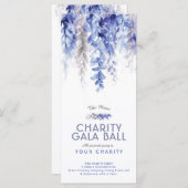 Menu watercolor blue grey gala événement caritatif (Devant / Derrière)