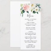 Menu Watercolor Blush Pink & White Bloom Floral Wedding (Devant / Derrière)