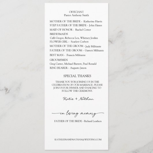 Menu Watercolor Boho Neutral Wedding Program (Dos)