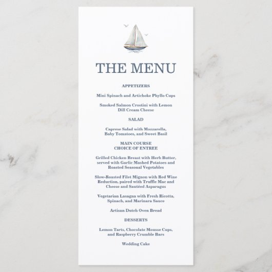 Menu Watercolor Coastal Seascape Wedding  (Devant)