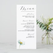 Menu Watercolor Daisy Elegant Floral Wedding (Debout devant)