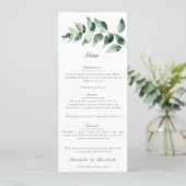 Menu Watercolor Eucalyptus Wedding | White (Debout devant)