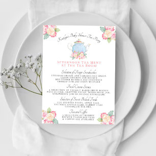 Menu Watercolor Floral Tea Party   BABY SHOWER