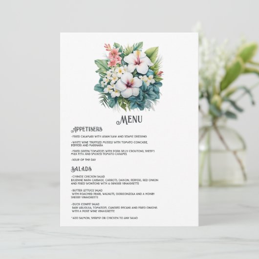 Menu Watercolor Hawaii Destination Wedding (Debout devant)