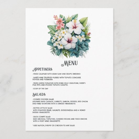 Menu Watercolor Hawaii Destination Wedding (Devant)