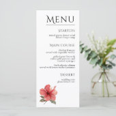 Menu Watercolor Hibiscus Flower Tropical Aloha Wedding  (Debout devant)