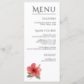 Menu Watercolor Hibiscus Flower Tropical Aloha Wedding  (Devant)