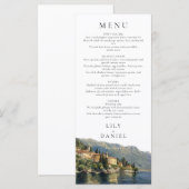 Menu Watercolor Lake Côme Italie Destination Mariage (Devant / Derrière)