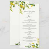 Menu Watercolor Lemon Foliage Elegant Citrus Wedding (Devant / Derrière)
