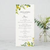 Menu Watercolor Lemon Foliage Elegant Citrus Wedding (Debout devant)