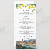 Menu Watercolor Lemons Florence Italy Wedding (Devant / Derrière)