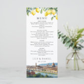 Menu Watercolor Lemons Florence Italy Wedding (Debout devant)