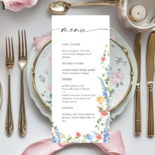 Menu Watercolor Meadow Fleur sauvage Floral Mariage Dîn
