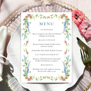 Menu Watercolor Meadow Fleur sauvage Floral Mariage Dîn