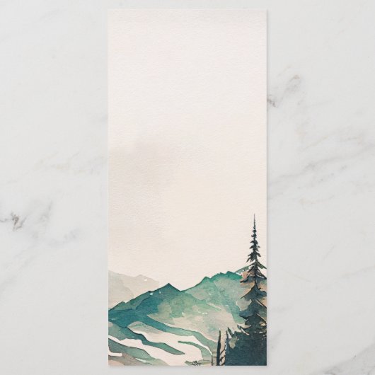 Menu Watercolor Mountains Pine Forest Mariage (Dos)