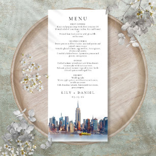 Menu Watercolor New York City Destination Wedding