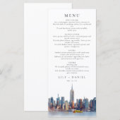 Menu Watercolor New York City Destination Wedding (Devant / Derrière)