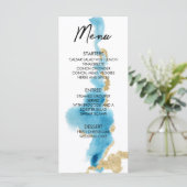 Menu Watercolor Ocean Beach Mariage de l'île tropicale (Debout devant)