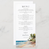 Menu Watercolor Plage tropicale Destination Mariage (Devant / Derrière)