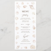 Menu Watercolor Seashells Pearls Beach Nautical Wedding (Devant)