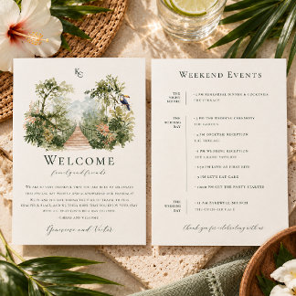 Menu Watercolor Tropical Jungle Wedding Weekend