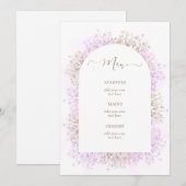 Menu watercolor white lilac flowers (Devant / Derrière)